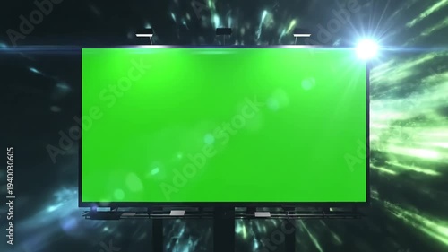 Wallpaper Mural Green Screen timelapse wide blank billboard or large advertising display chroma key time lapse template mock up and copy space concept scene 2 with distortion, overlay, glitch, static noise, scan Torontodigital.ca
