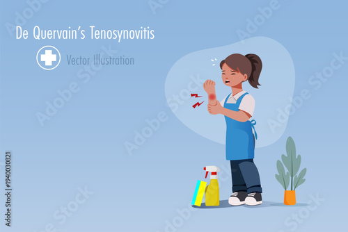 Wrist pain, Maid working with wrist injury from her routine work, De Quervain's Tenosynovitis.