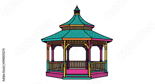 Colorful illustration of a gazebo.
