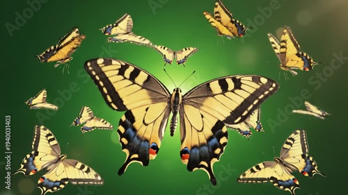 Wallpaper Mural Green Screen butterflies flying on a background 3d animation 4k scene 2 with distortion, overlay, glitch, static noise, scan lines black background, animated video loop Torontodigital.ca