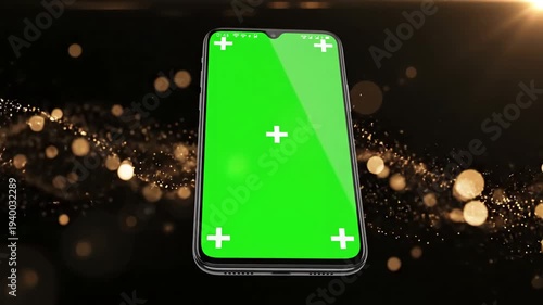 Wallpaper Mural Green Screen smartphone blank with indicators flies into the frame from bottom alpha matte included scene 2 distortion, overlay, glitch, static noise, scan lines on black background, 4k animated video Torontodigital.ca