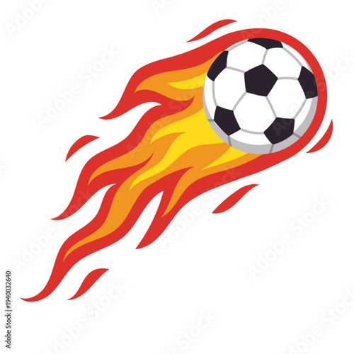 Soccer ball with fire flame vector illustration
