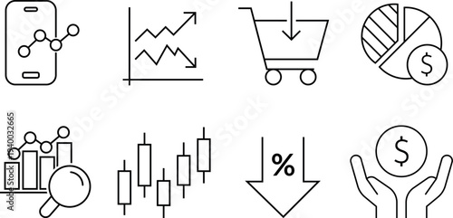 Financial and e-commerce icons set