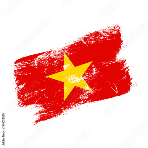 Vietnam grunge flag with distressed texture. Vintage and worn design symbolizing history, culture, and patriotism