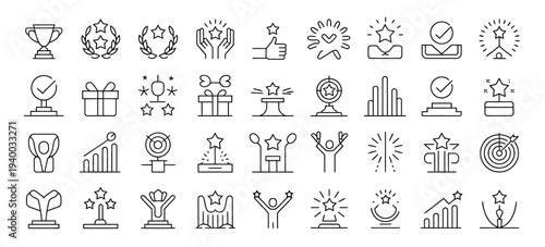 40 black and white of awards achievements and success symbols