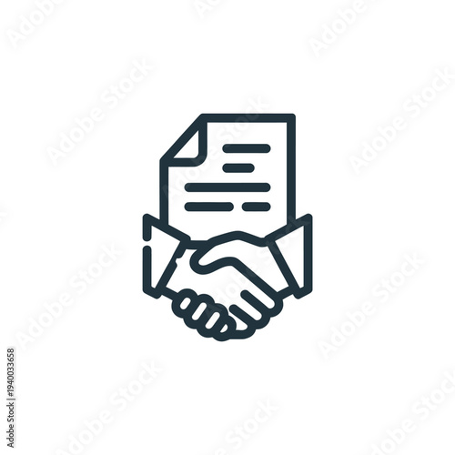 Minimalist line of a handshake with a document agreement