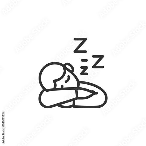 Minimalist line of a person sleeping with zzz marks