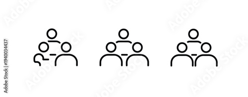 Minimalist line of three groups of people line groups