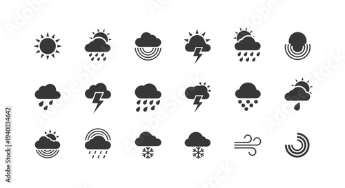 Diverse Weather Icons Representing Various Atmospheric Conditions - Vector 7