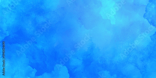 vibrant blue watercolor background with soft ethereal clouds abstract background featuring layers of azure and cerulean blue watercolor paints.