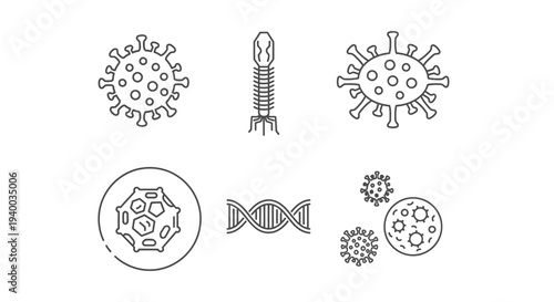 Virus and Bacteria Icons Set for Medical Use.