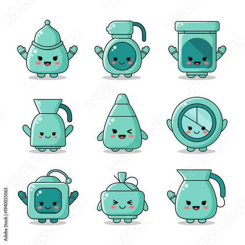 Cute Kawaii Kitchen Utensils and Containers Collection.