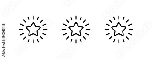 Three minimalist line starburst line minimalist stars