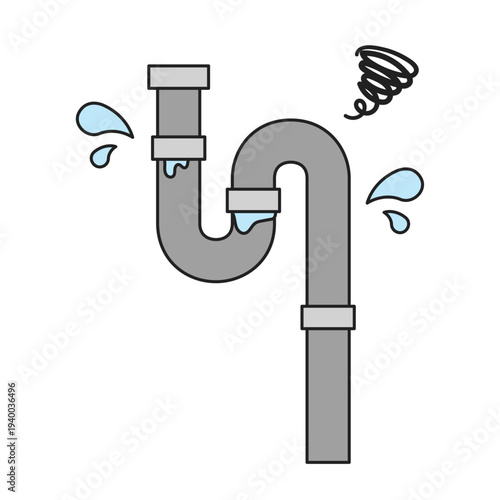 シンプルなイラスト_パイプの水漏れ