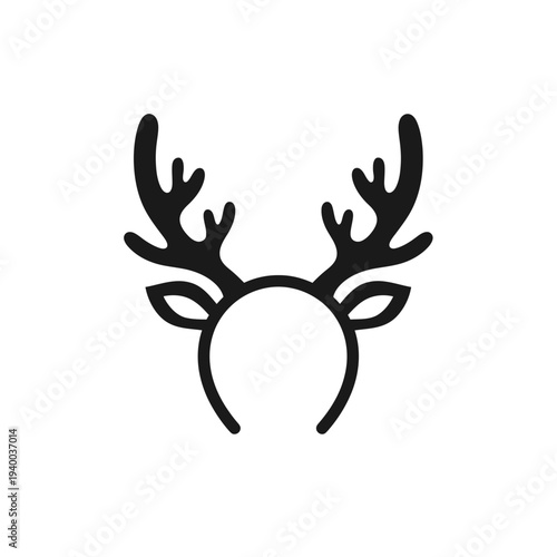 Black silhouette of reindeer antlers headband for festive occasions  