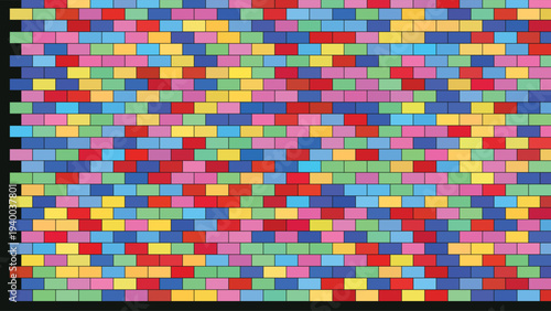 Stained Glass - Colorful mosaic and tessellation art pattern with vibrant hues and geometric shapes, creating a lively and dynamic abstract design.