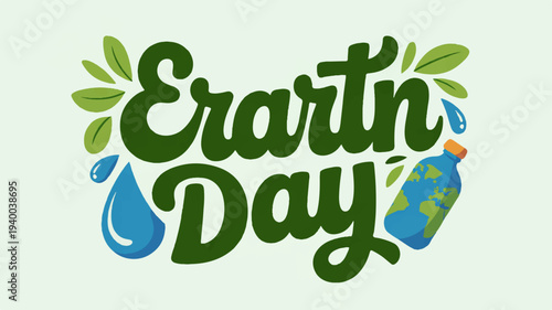 Earth day t shirt template with eco friendly design and green typography on light background