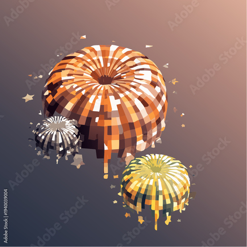 Stylized digital illustration of three toroidal coil inductors.