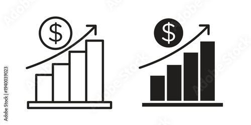 Profit growth icon. set of web icons on white background