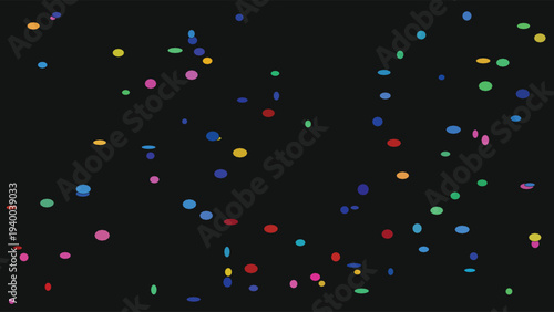 Stained Glass - Mosaic and tessellation art with vibrant multicolored dots scattered on a dark background, abstract composition