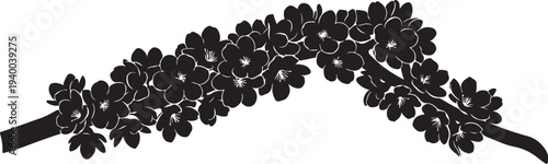 Black floral headband isolated on white background closeup view