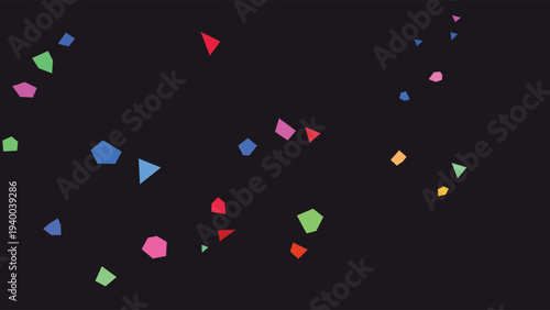 Stained glass-inspired mosaic design with vibrant geometric shapes in a tessellation pattern on a dark background, digital art style