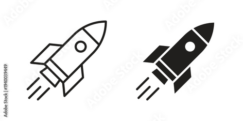Rocket launch icon. set of web icons on white background