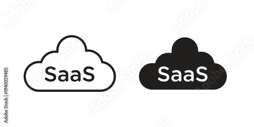 SaaS icon. set of web icons on white background