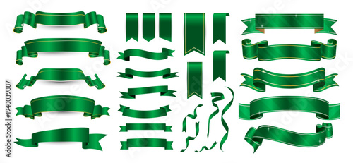 Green gradient colour ribons set | Collection of ribons for trademark, tittle, banner, web, nameplate