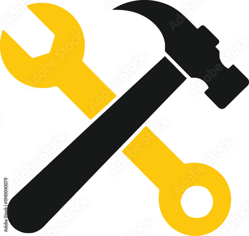 Crossed Wrench and Hammer Tools Icon.