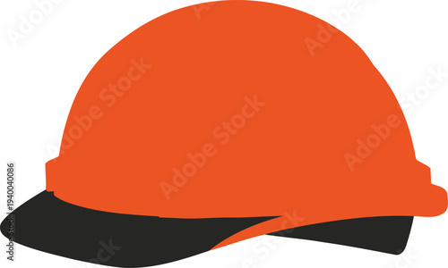 Orange Construction Safety Helmet PPE Icon.