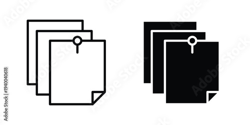 Sticky notes icon. set of web icons on white background