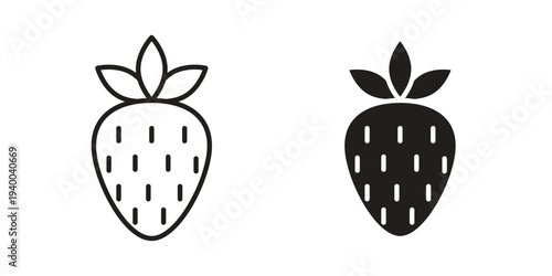 Strawberry icon. set of web icons on white background