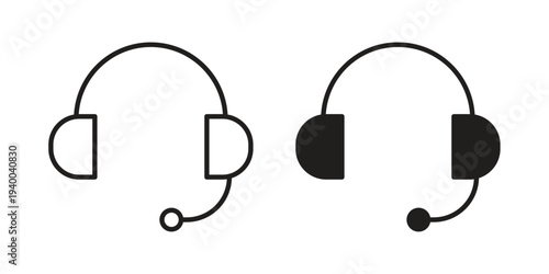 Support headset icon. set of web icons on white background