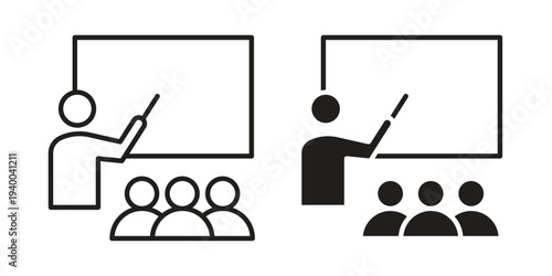 Training icon. set of web icons on white background