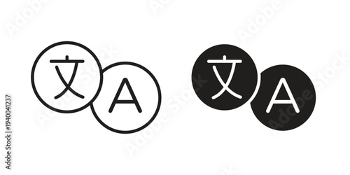 Translation icon. set of web icons on white background