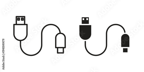 USB cable icon. set of web icons on white background