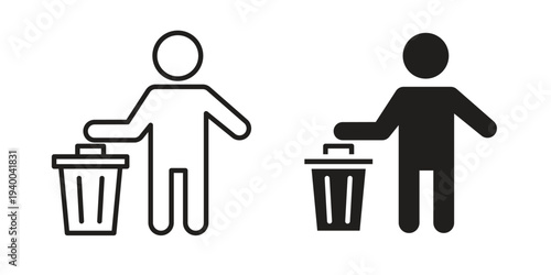 Waste Bin icon. set of web icons on white background