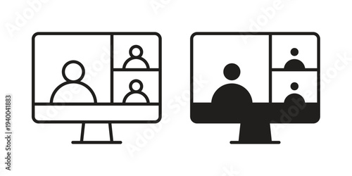 Webinar icon. set of web icons on white background