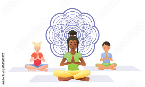 Kids Meditating with Mandala