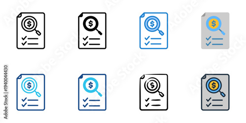 Underwriting icons set multiple style collection. Editable stroke 
