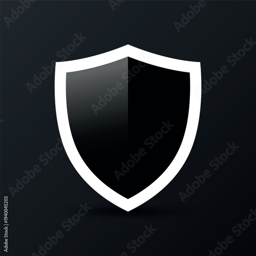 Black shield logo icon. Vector illustration