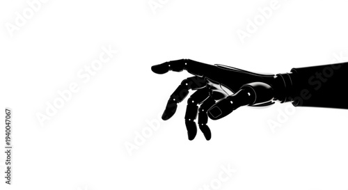A robotic hand reaches out in a gesture of interaction and technological advancement viewed from the side