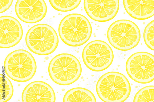 レモンの輪切りのイラストパターン　ベクター