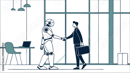 Artificial Intelligence Robot Illustration Set for Data Analysis, Research, and Future Technology