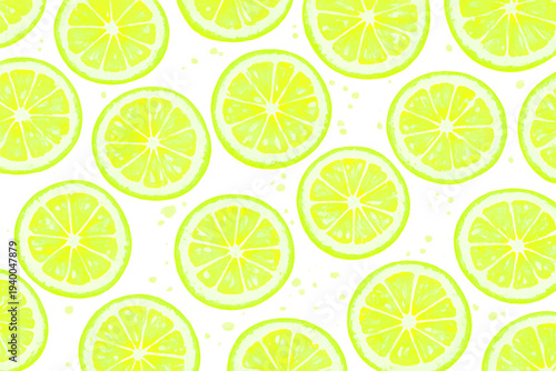 スライスしたライムの断面図イラスト背景　ベクター