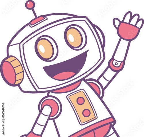 Artificial Intelligence Robot Illustration Set for Data Analysis, Research, and Future Technology