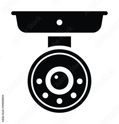 Vector of a security camera mounted on a ceiling