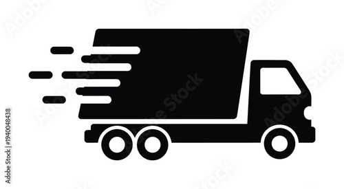 Vector of a delivery truck moving quickly with motion lines behind it