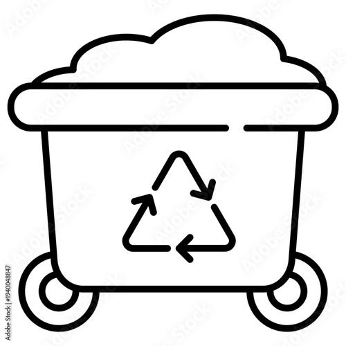 Waste Container Outline Icon Illustration Vector